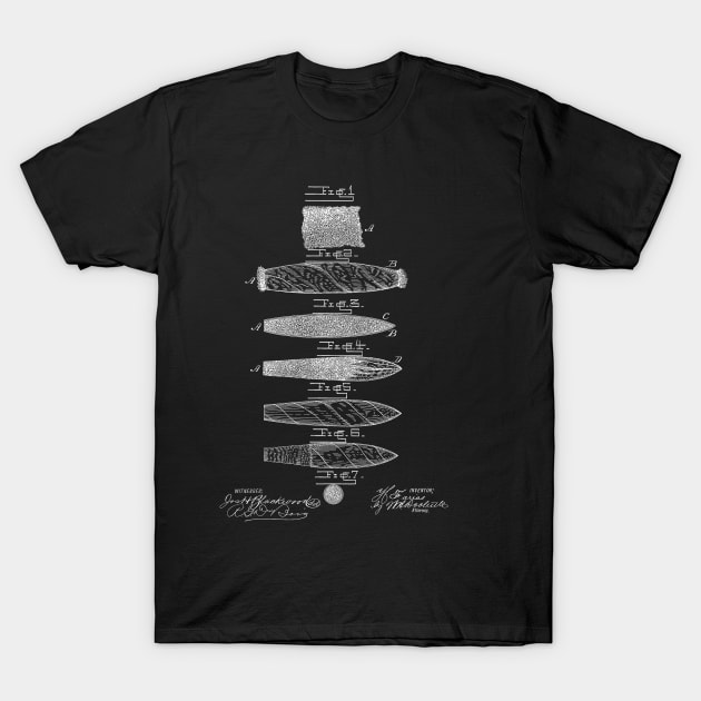 Cigar Vintage Patent Hand Drawing T-Shirt by TheYoungDesigns